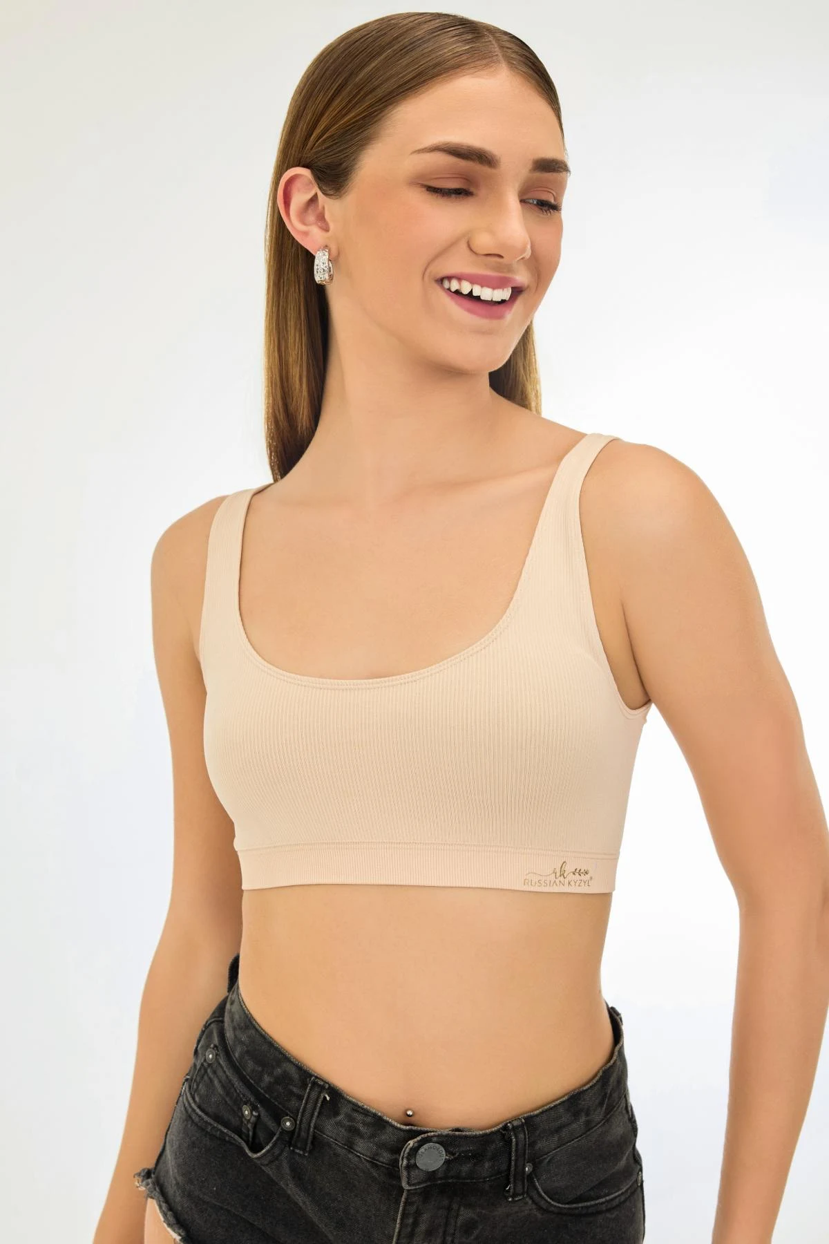 Buy Knitted Seamless Easy Slip-On Elastane Band Air-Light Non-Padded Ribbed Crop Top
