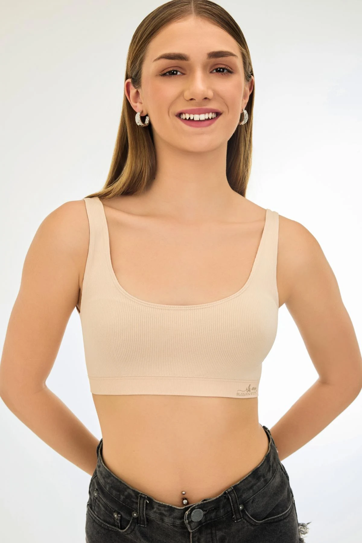 Buy Knitted Seamless Easy Slip-On Elastane Band Air-Light Non-Padded Ribbed Crop Top