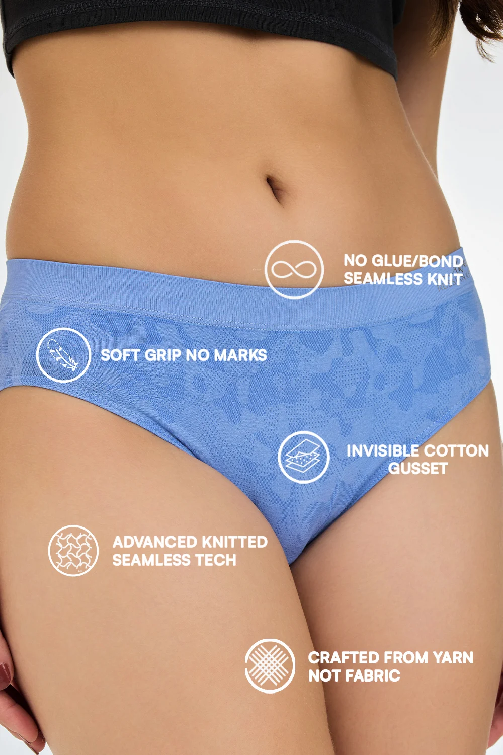 Buy Knitted Seamless Mid-Rise Invisible Waistband Ultra-Light 4-Way Stretch Luxe Panty 2 Pack