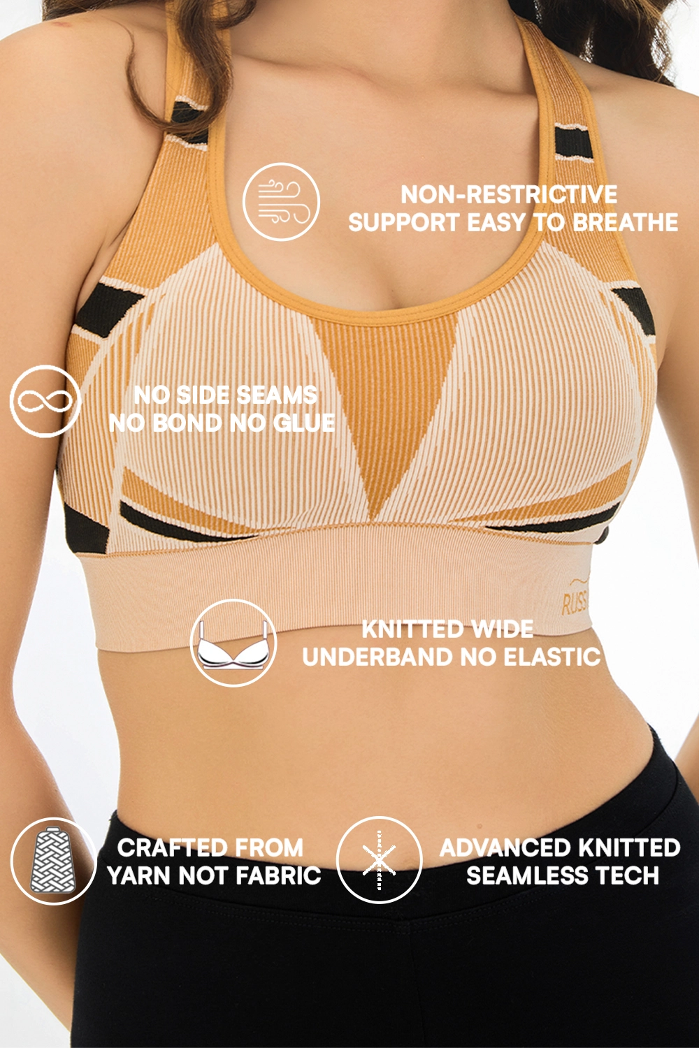 Buy Knitted Seamless Multi-Angle 360° Stretch Removable padding Medium Impact Sports Bra