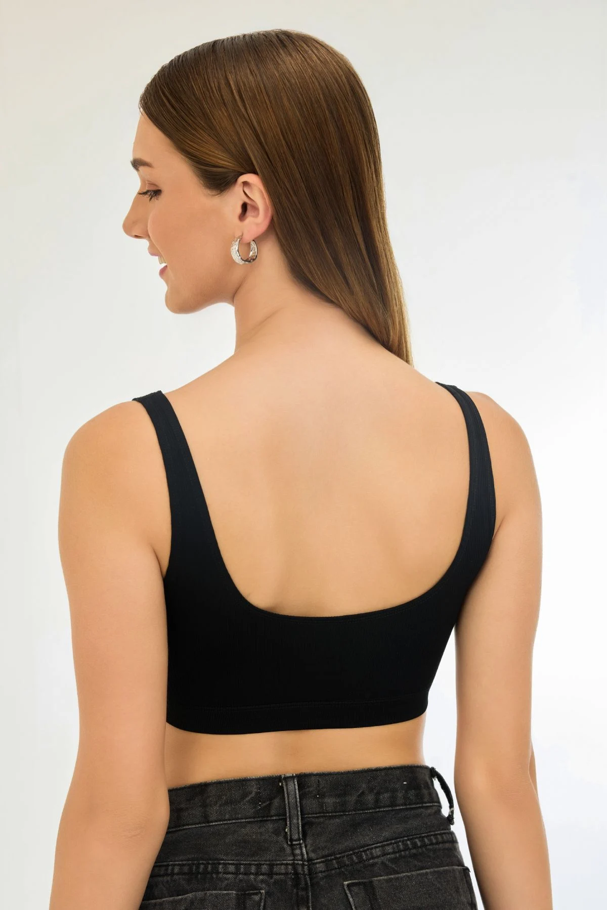 Buy Knitted Seamless Easy Slip-On Elastane Band Air-Light Non-Padded Ribbed Crop Top