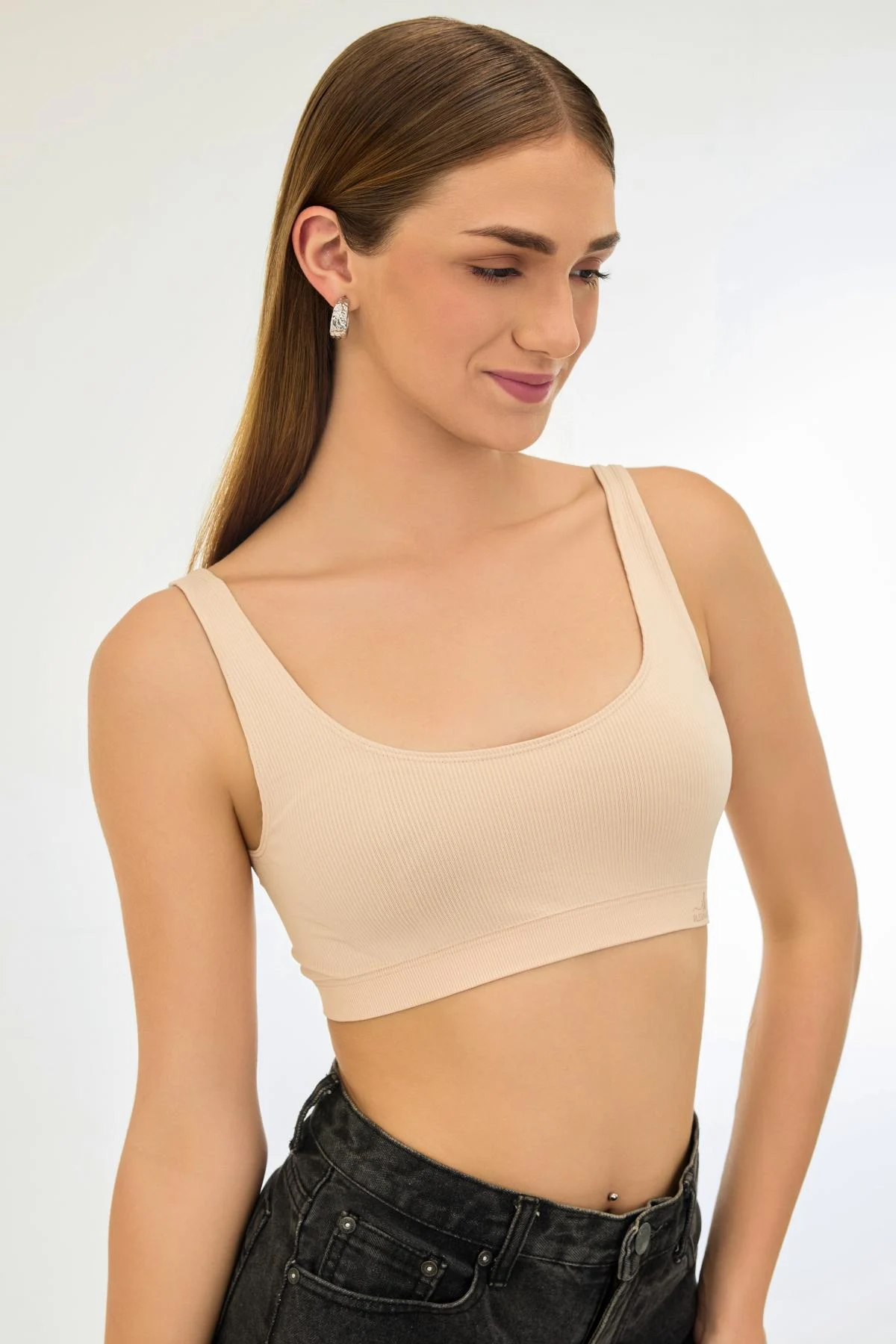 Buy Knitted Seamless Easy Slip-On Elastane Band Air-Light Non-Padded Ribbed Crop Top