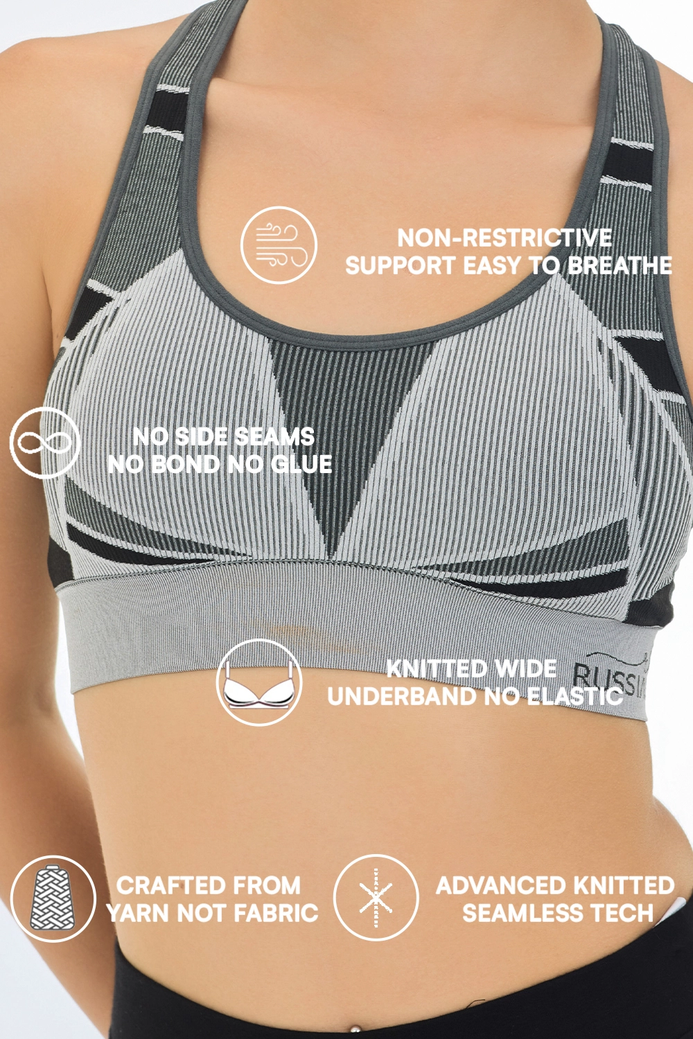 Buy Knitted Seamless Multi-Angle 360° Stretch Removable padding Medium Impact Sports Bra