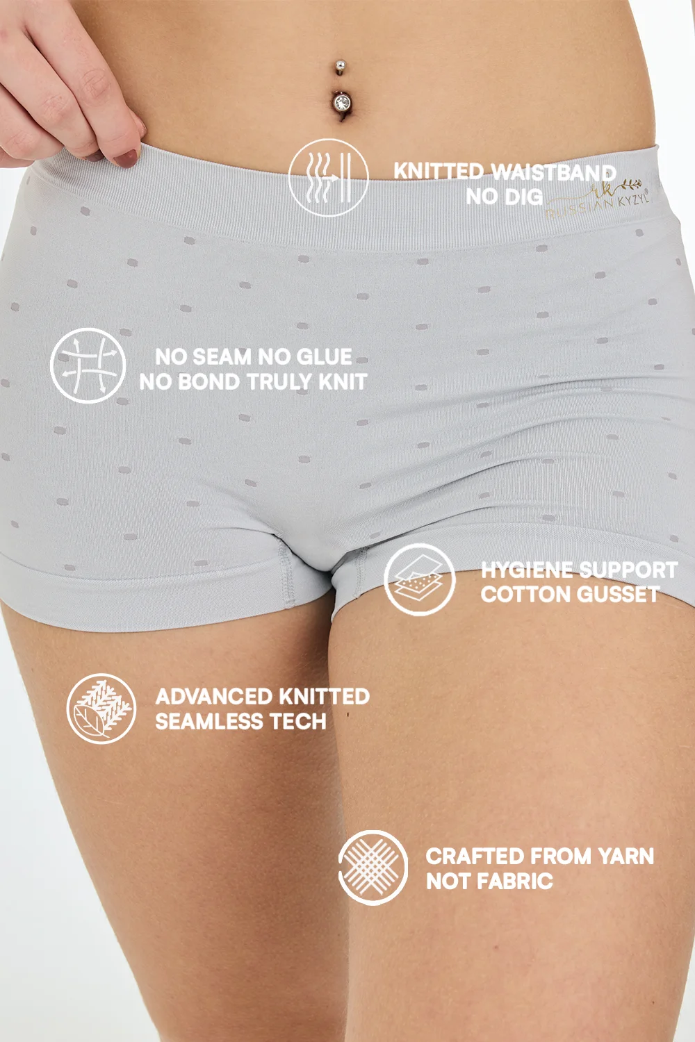 Buy Knitted Seamless Mid Rise No Dig Waistband Ultralight 4 Way Stretch Luxe Boyshorts 2 Pack