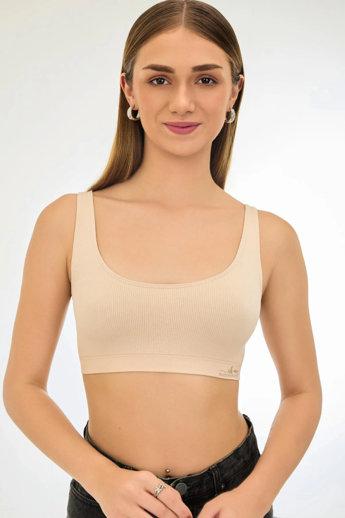 Buy Knitted Seamless Easy Slip-On Elastane Band Air-Light Non-Padded Ribbed Crop Top