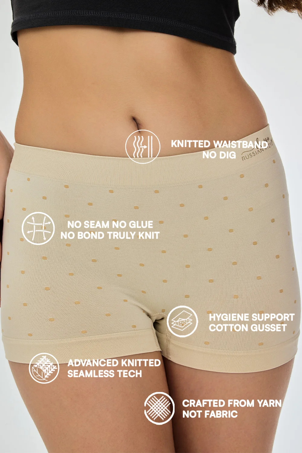 Buy Knitted Seamless Mid Rise No Dig Waistband Ultralight 4 Way Stretch Luxe Boyshorts 2 Pack