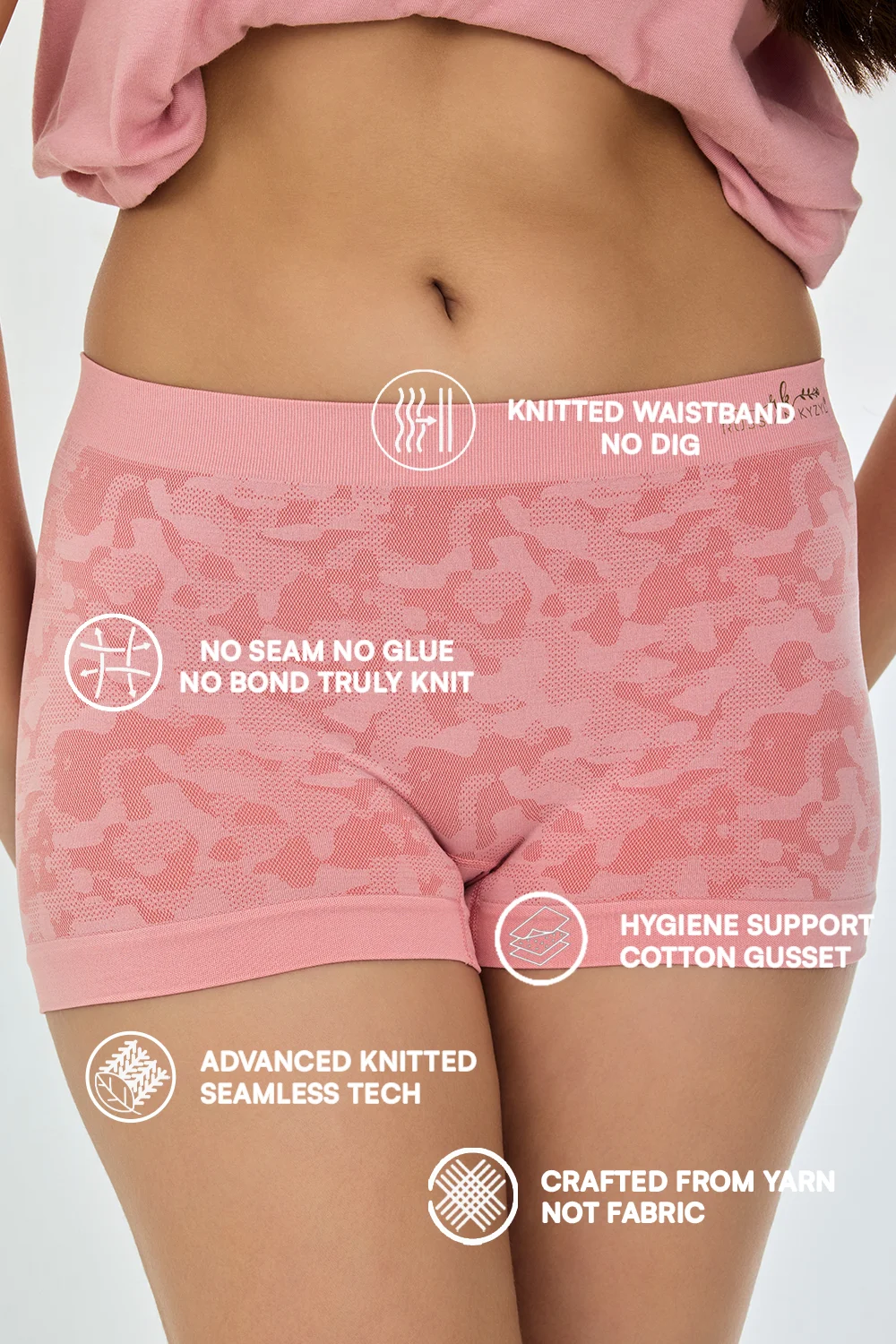 Buy Knitted Seamless Mid Rise No Dig Waistband Ultralight 4 Way Stretch Luxe Boyshorts 2 Pack