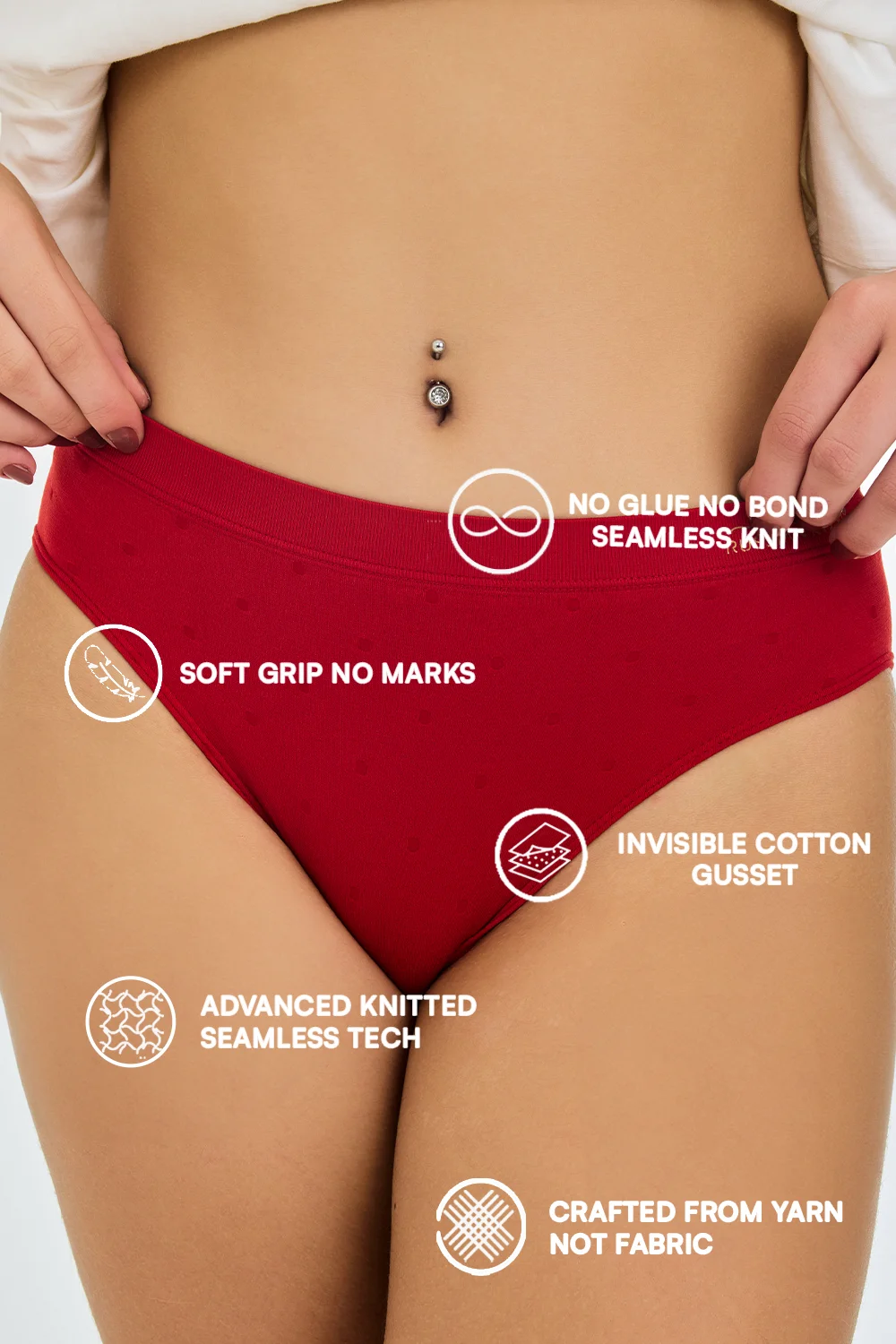 Buy Knitted Seamless Mid-Rise Invisible Waistband Ultra-Light 4-Way Stretch Luxe Panty 2 Pack