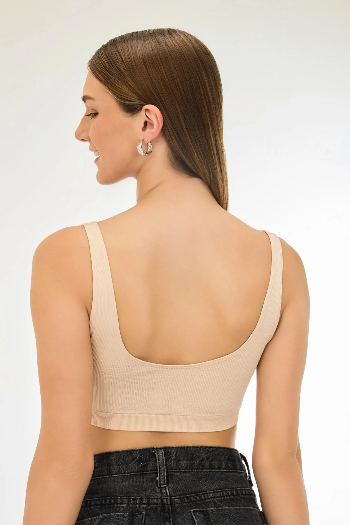 Buy Knitted Seamless Easy Slip-On Elastane Band Air-Light Non-Padded Ribbed Crop Top