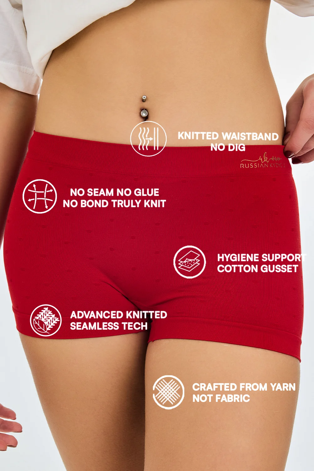 Buy Knitted Seamless Mid Rise No Dig Waistband Ultralight 4 Way Stretch Luxe Boyshorts 2 Pack